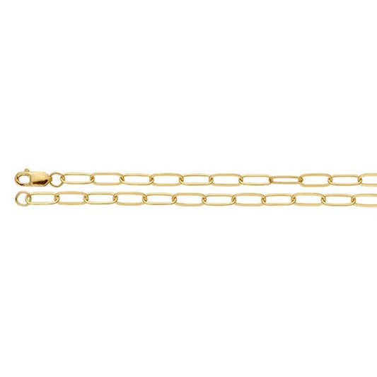flat elongated oval paperclip chain necklace - 3mm