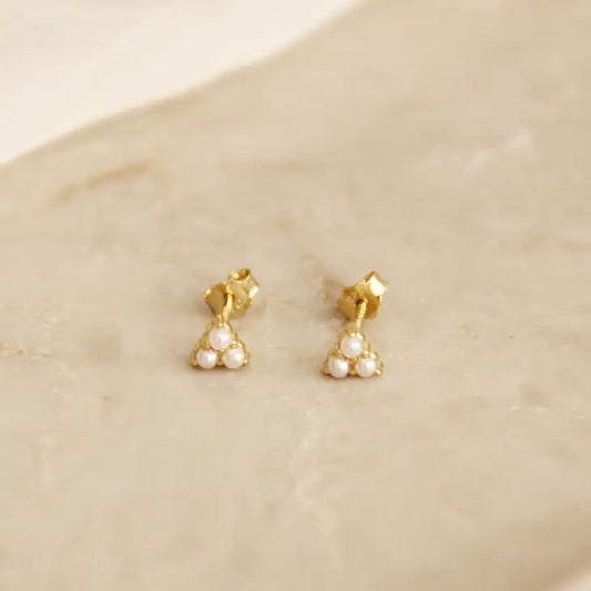 trio pearl stud earrings