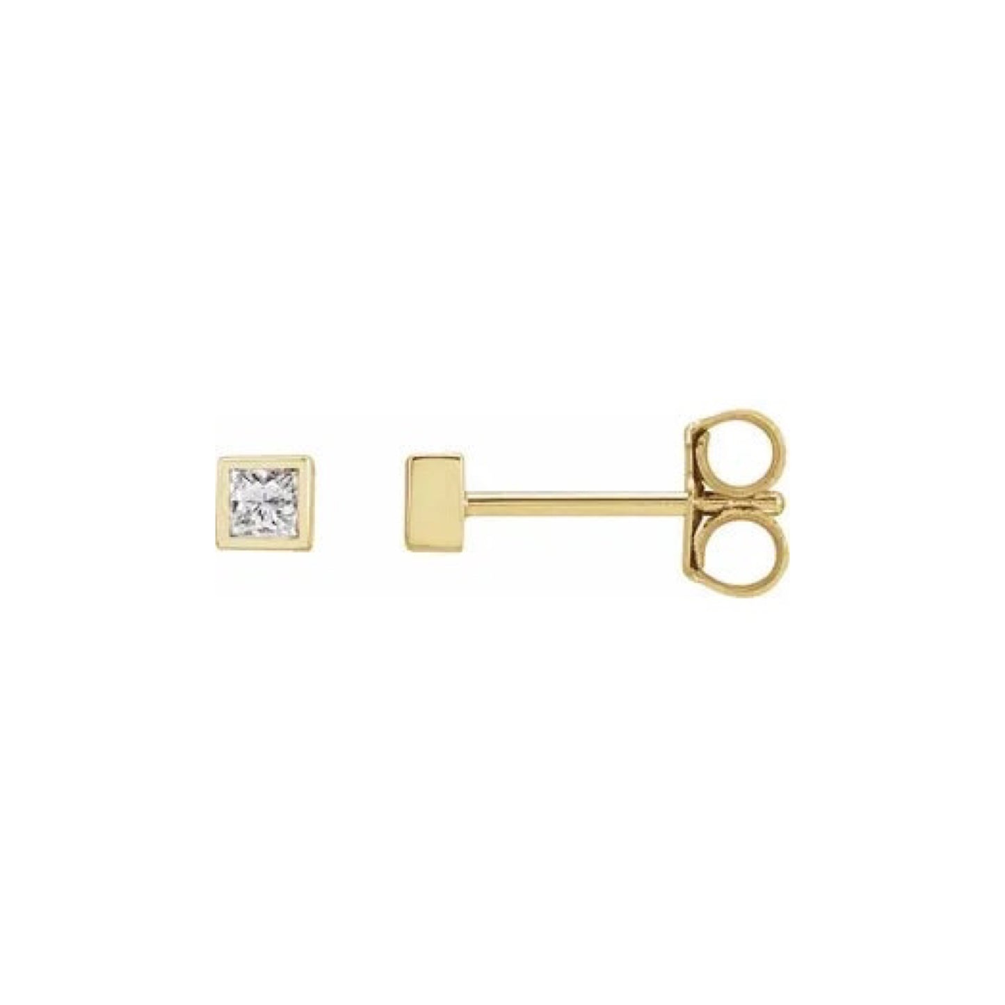 square natural diamond bezel stud earrings