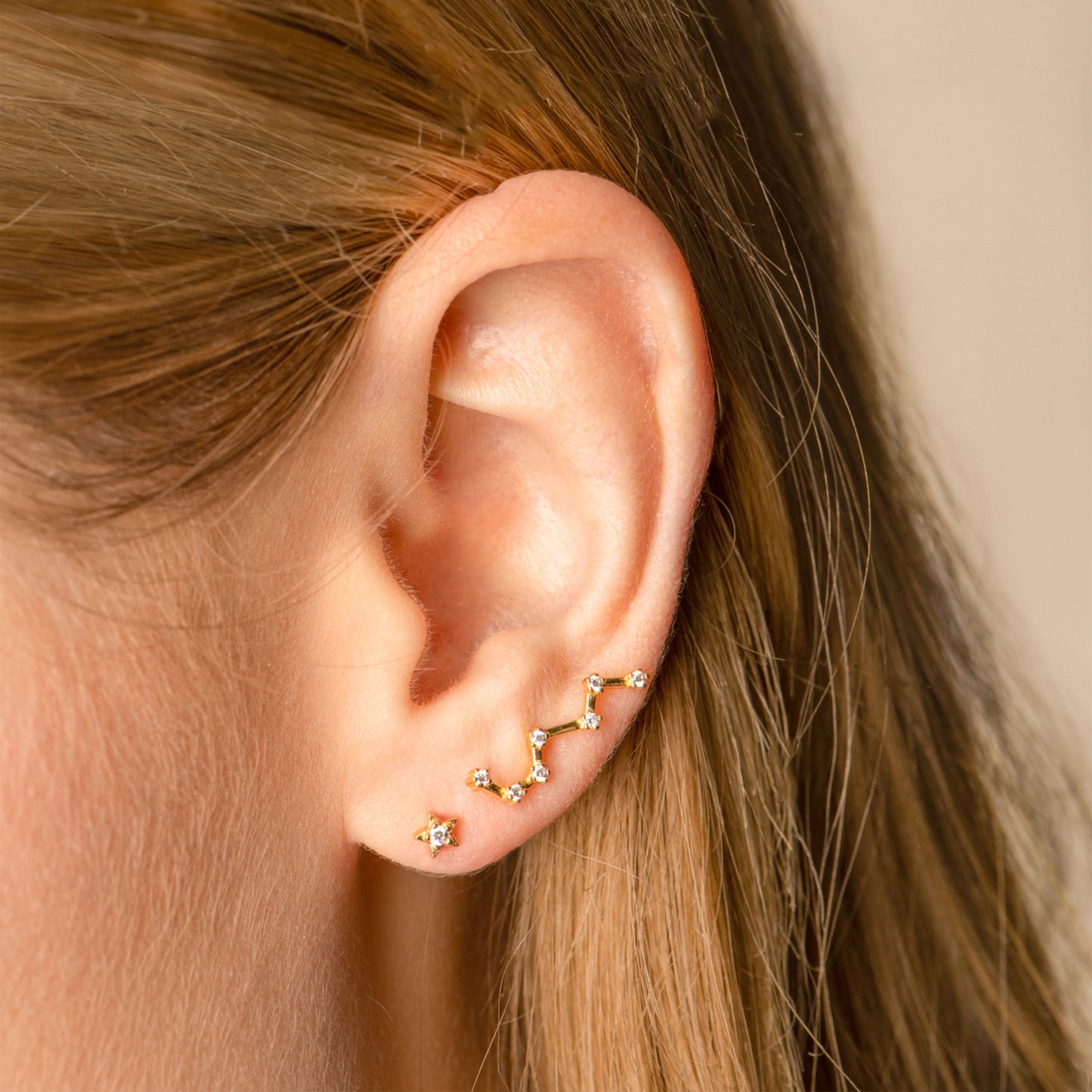 constellation climber & stud earrings
