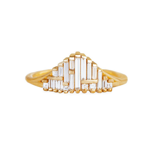 asymmetric needle diamond ring