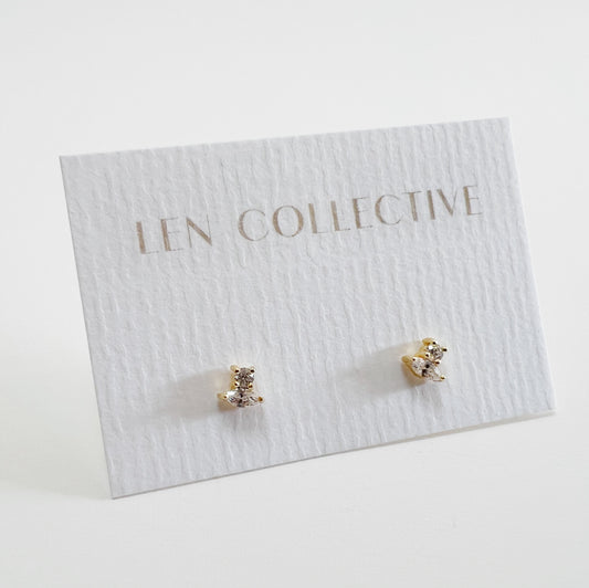 marquise + round stone stud earrings - cz