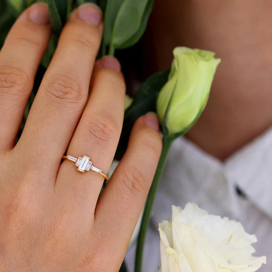 baguette diamond art deco cluster engagement ring - made to order