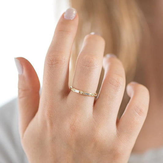 art deco diamond geometric wedding band ring - made to order