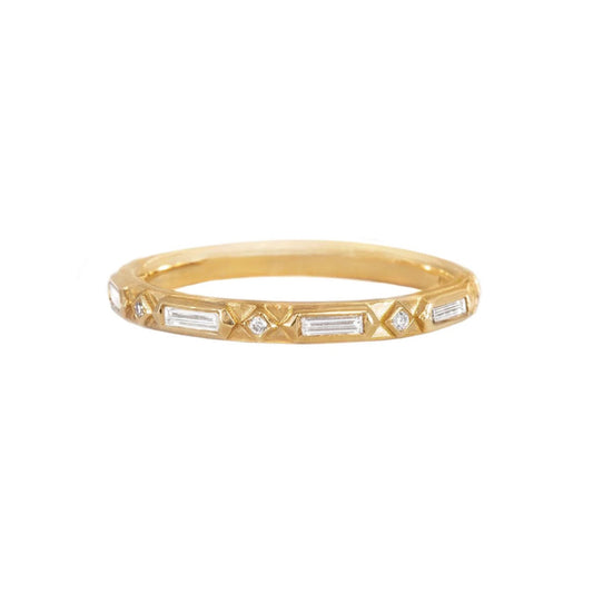 art deco diamond geometric wedding band ring - made to order