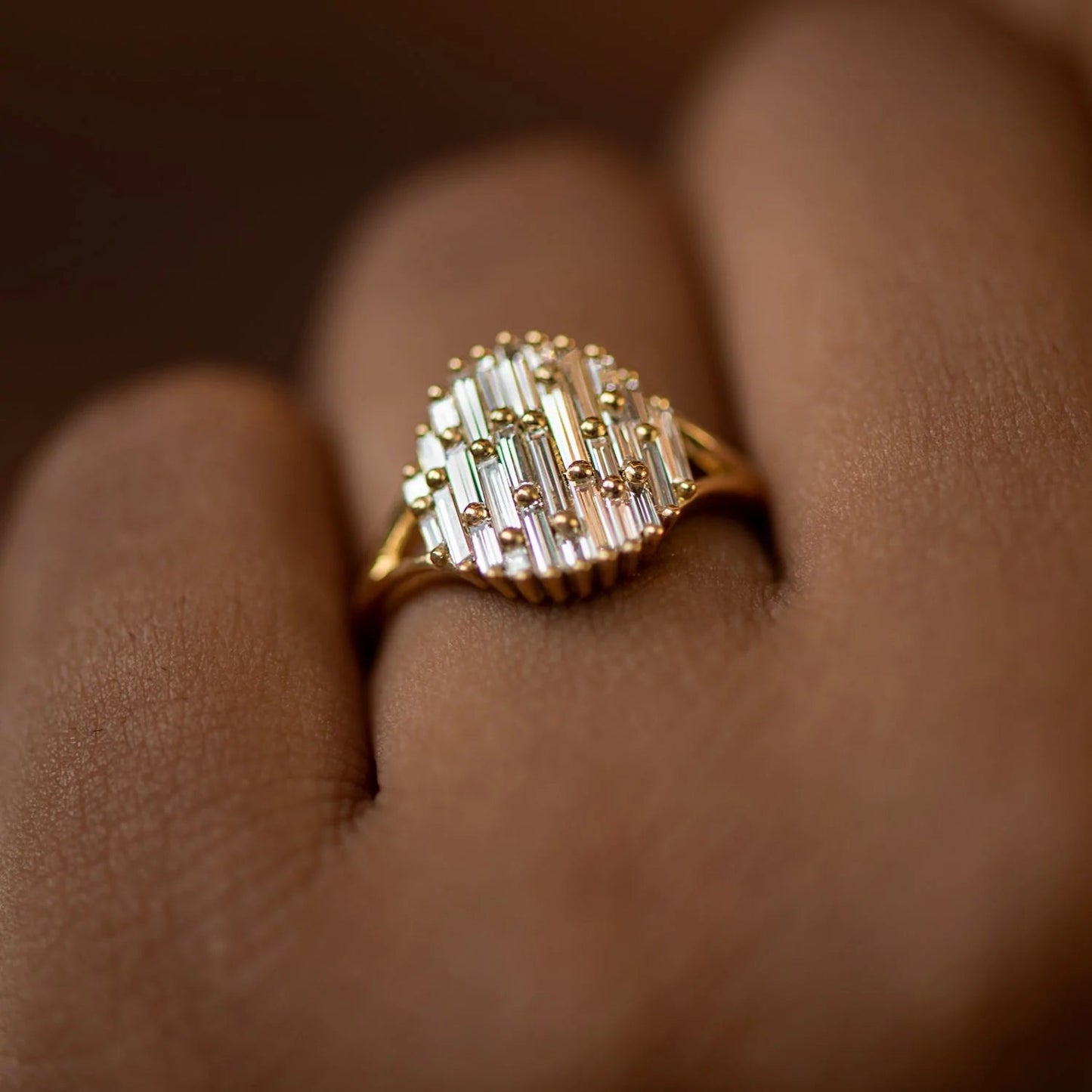 the light catcher - needle baguette diamond cluster ring