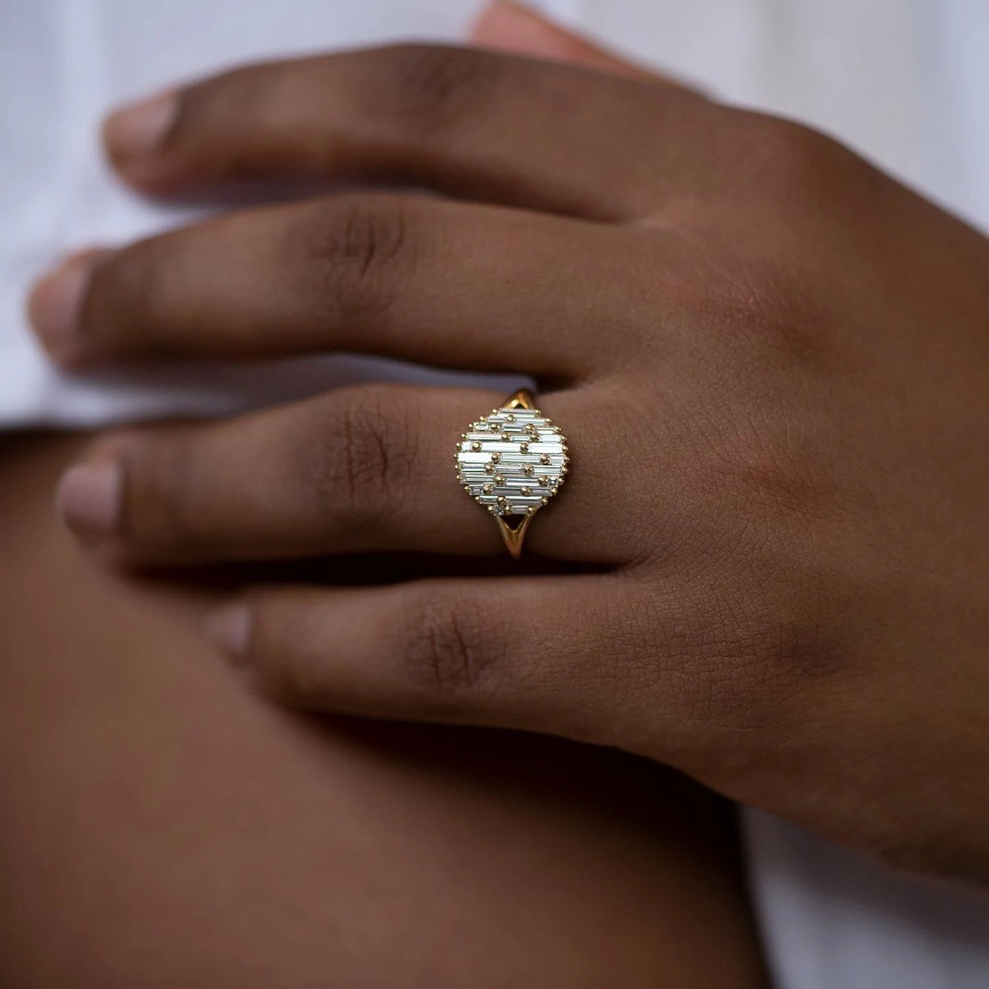 the light catcher - needle baguette diamond cluster ring