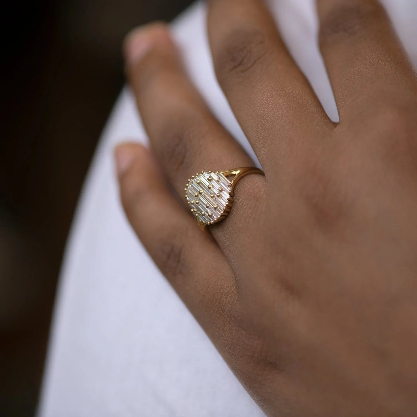 the light catcher - needle baguette diamond cluster ring