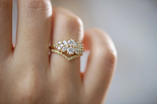 flora cluster engagement ring with round diamonds - made to order