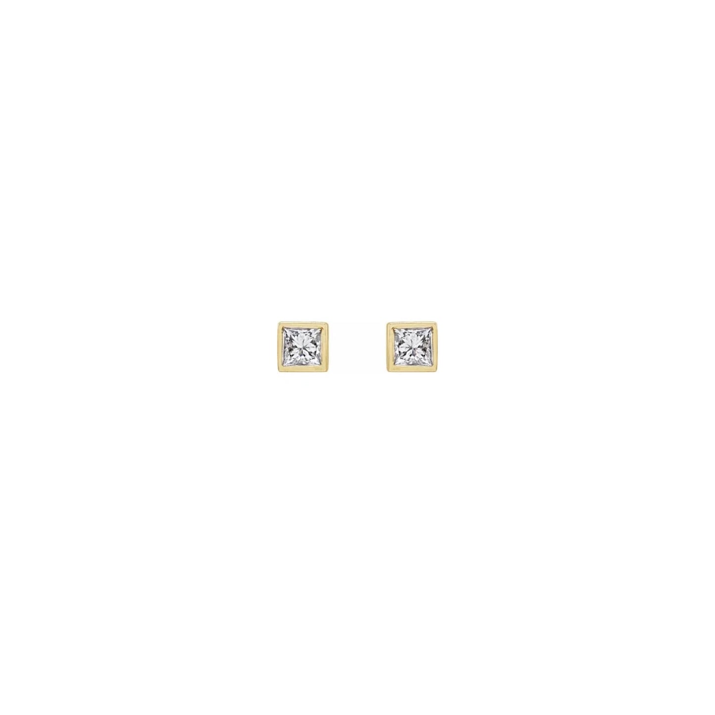 square natural diamond bezel stud earrings