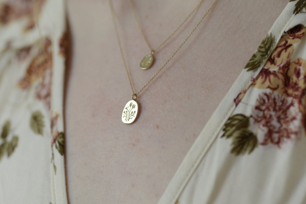 gold pendant necklace - wildflower
