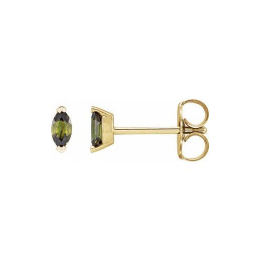 green tourmaline marquise stud earrings