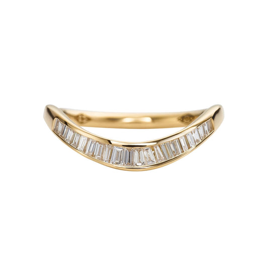curved baguette diamond wedding band - made to order