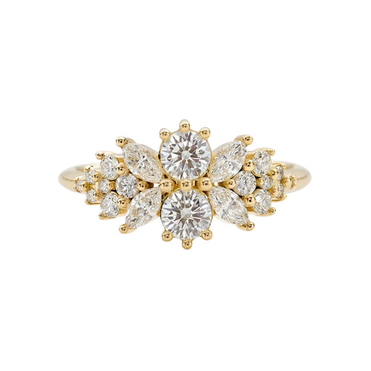 flora cluster engagement ring with round diamonds - made to order
