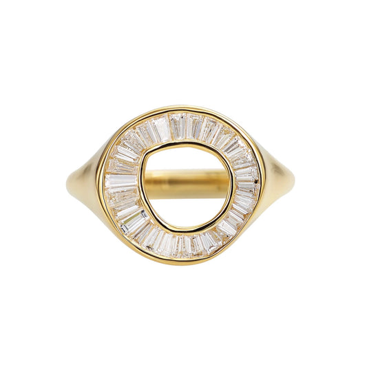 tapered baguette diamond sphere ring - made to order