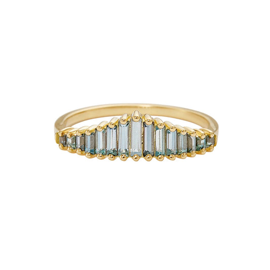 teal sapphire tiara ring - made to order