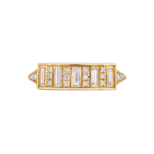 baguette diamond bar ring