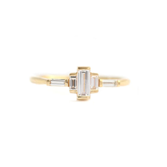 baguette diamond art deco cluster engagement ring - made to order