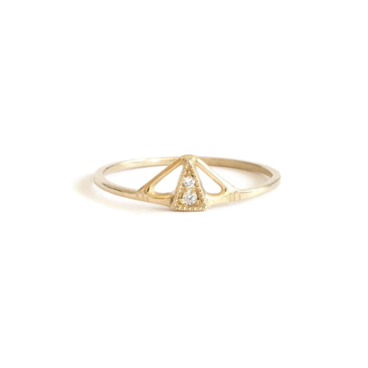 small pyramid diamond ring