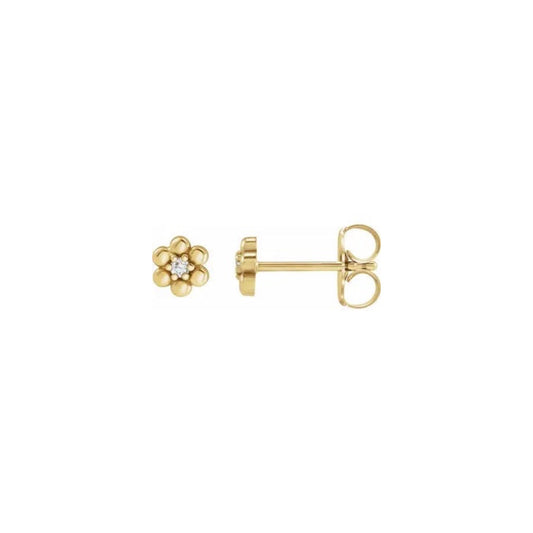beaded daisy natural diamond stud earrings