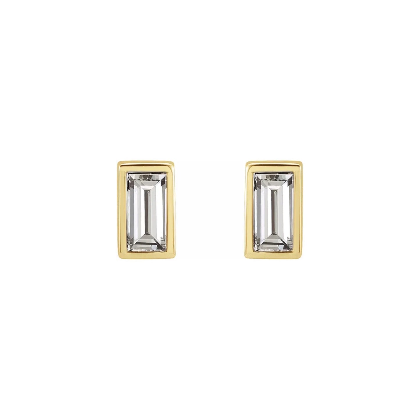 baguette bezel stud earrings - natural diamond