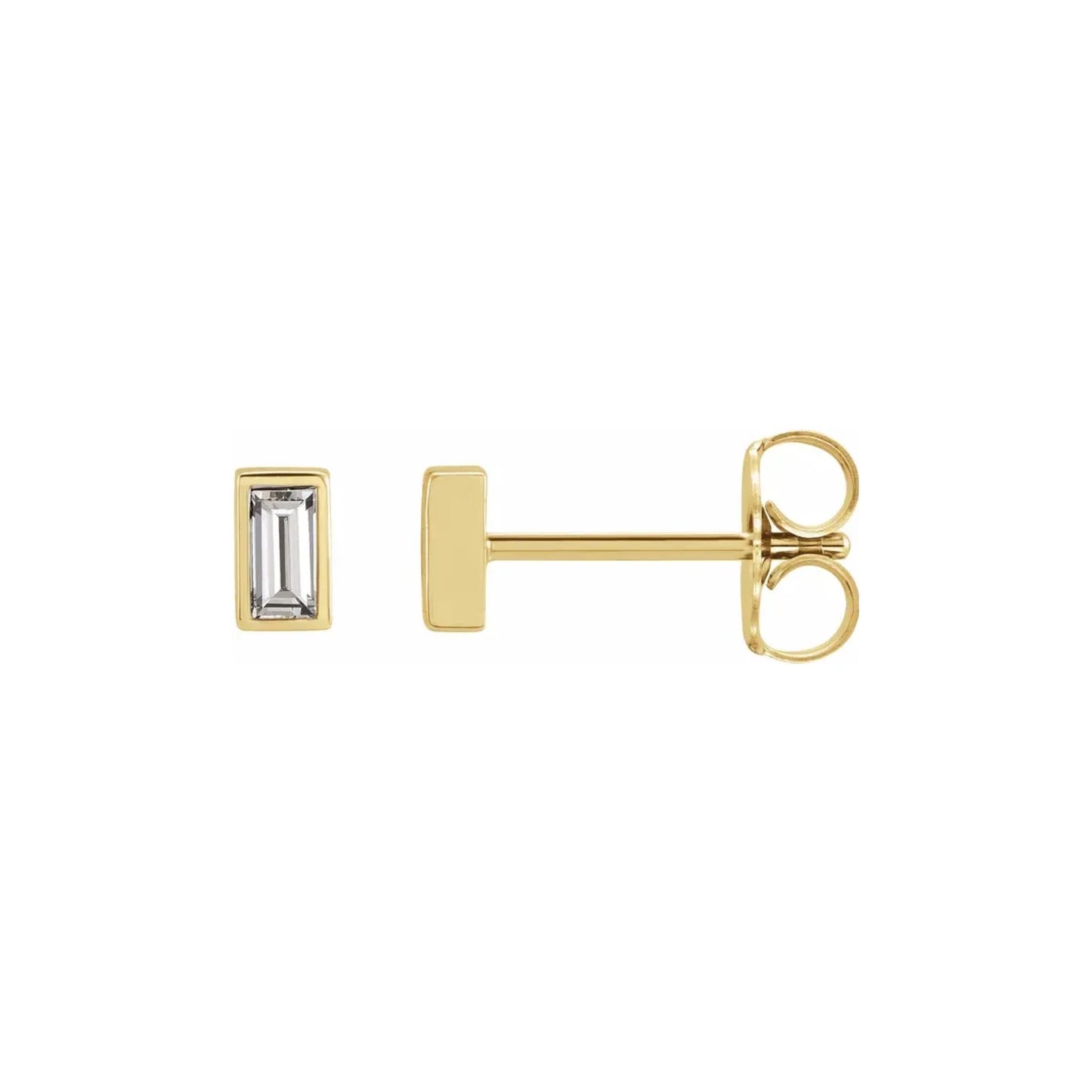 baguette bezel stud earrings - natural diamond