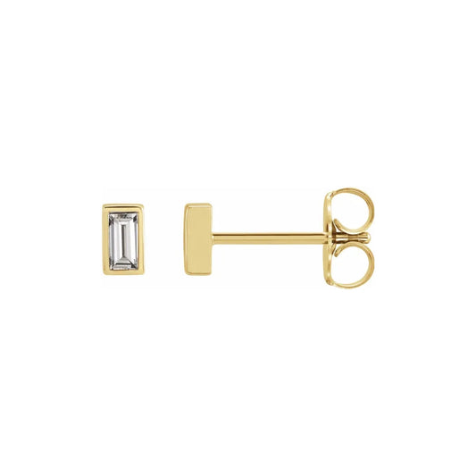 diamond baguette bezel stud earrings