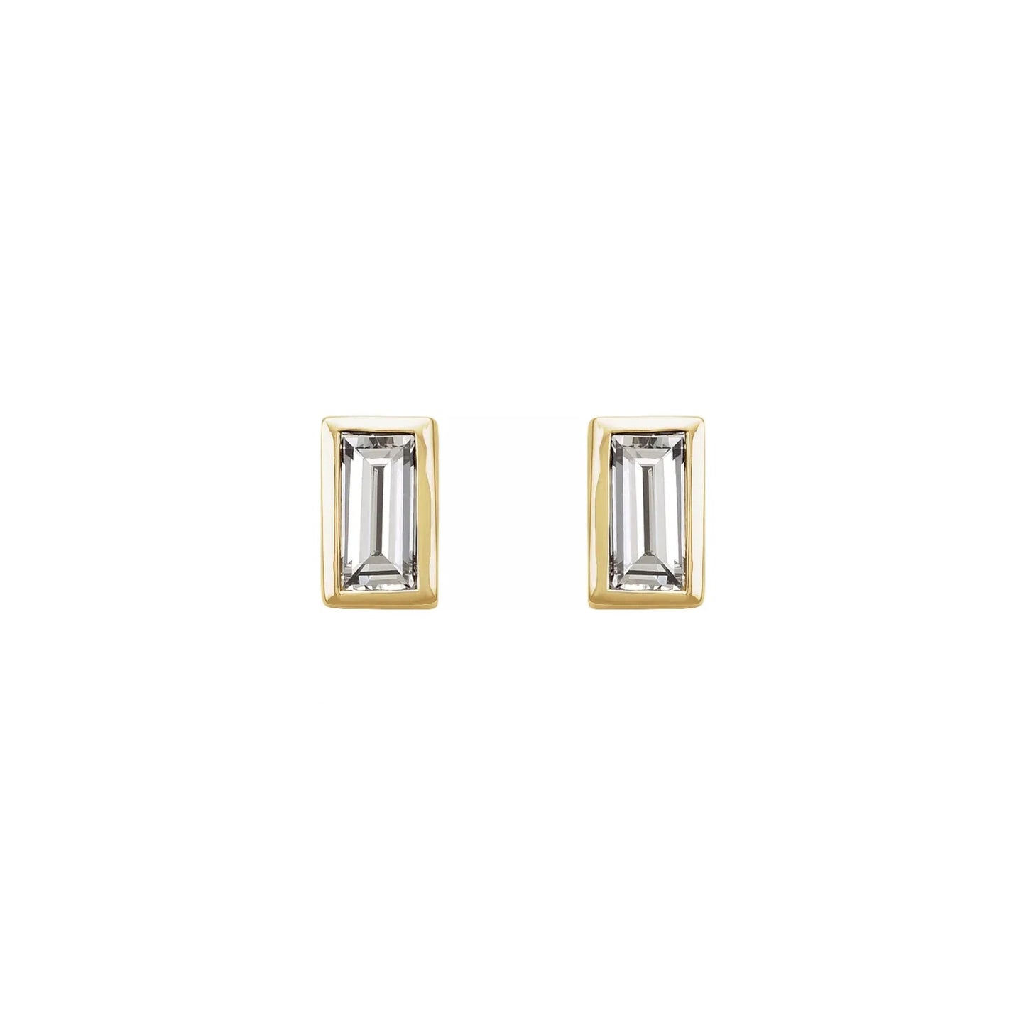 baguette bezel stud earrings - natural diamond