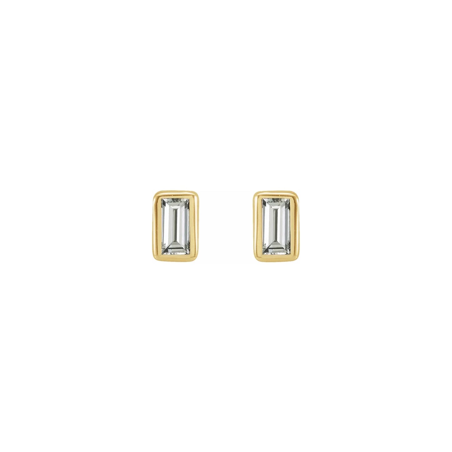 baguette bezel stud earrings - natural diamond