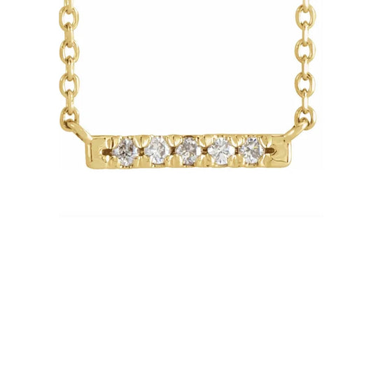 five-stone bar necklace - natural diamond