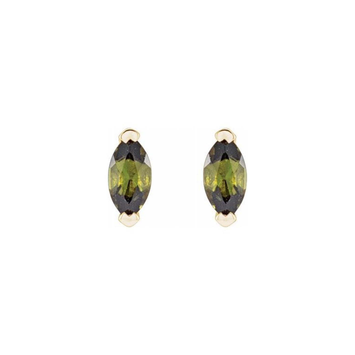 green tourmaline marquise stud earrings