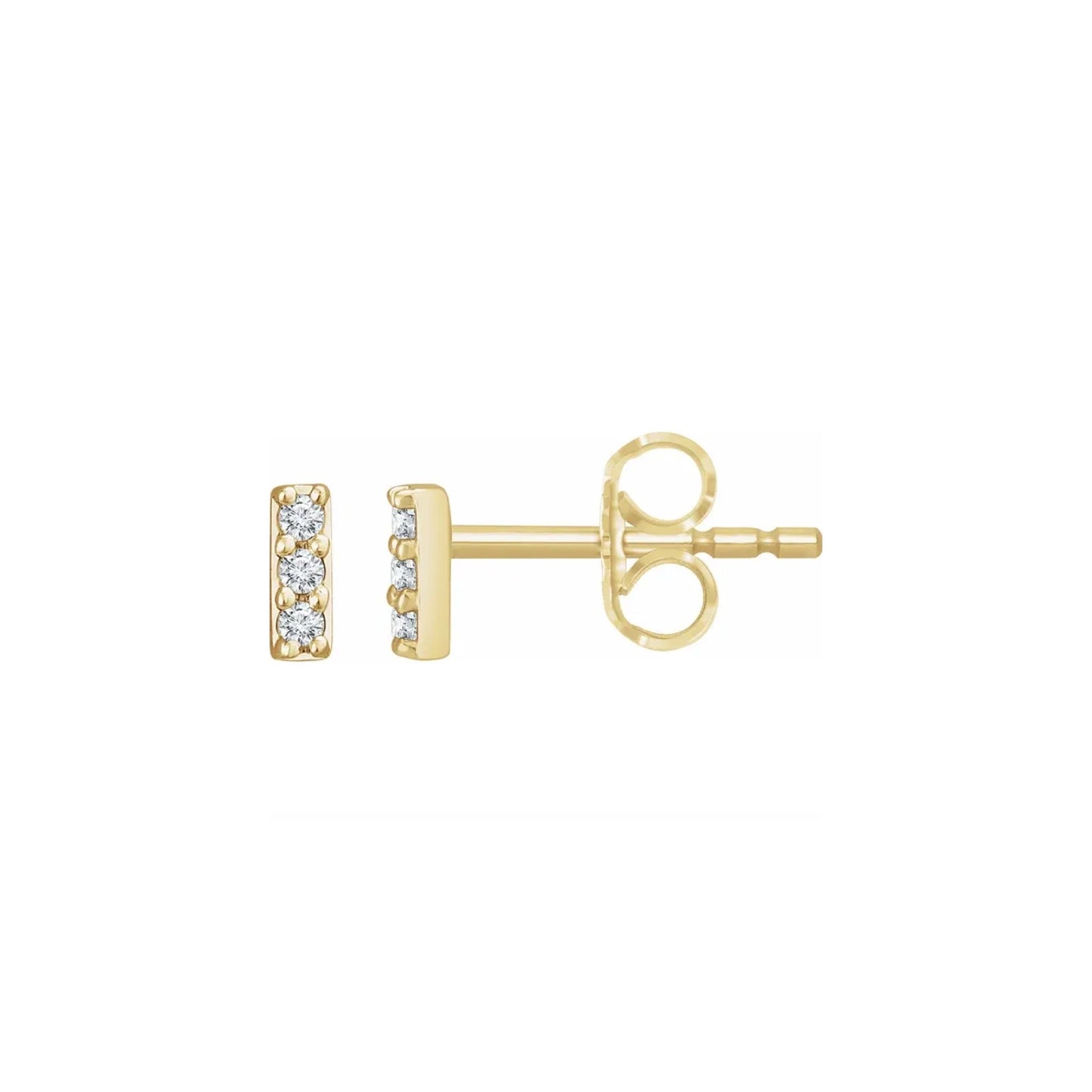 pavé bar stud earrings - grown diamond