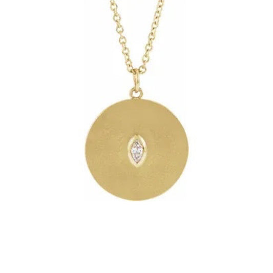 marquise diamond disc pendant necklace