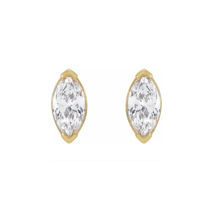 marquise v-prong stud earrings - grown diamond