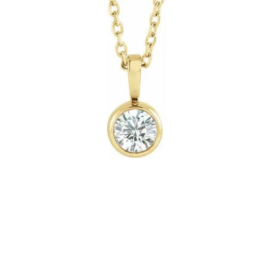 round natural diamond solitaire necklace