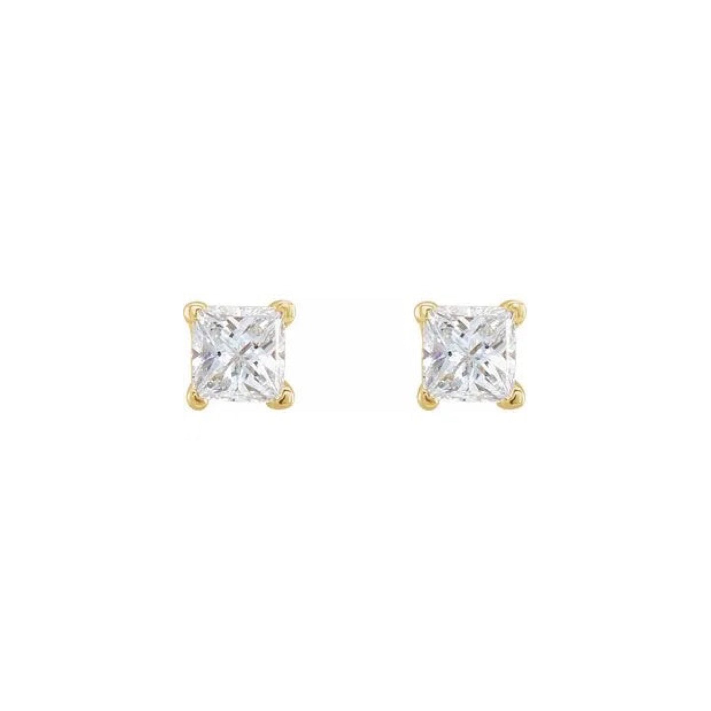 square prong stud earrings - natural diamond