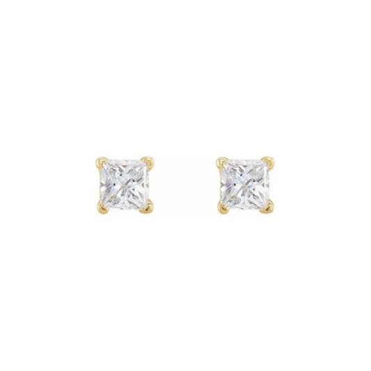 square prong stud earrings - natural diamond