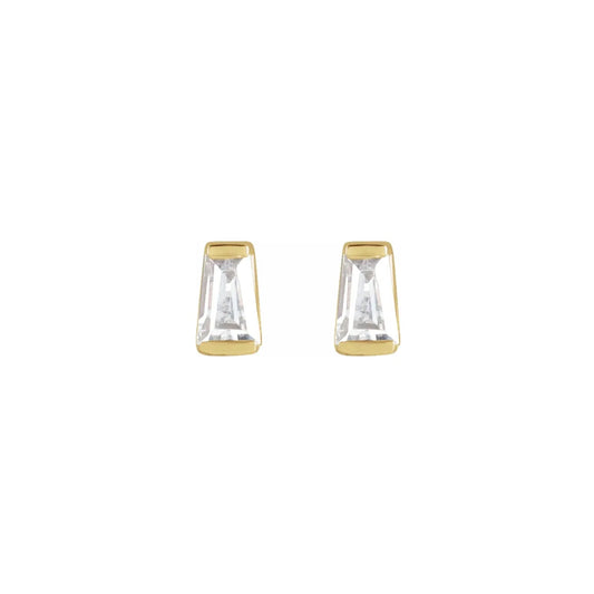 tapered baguette stud earrings - natural diamond