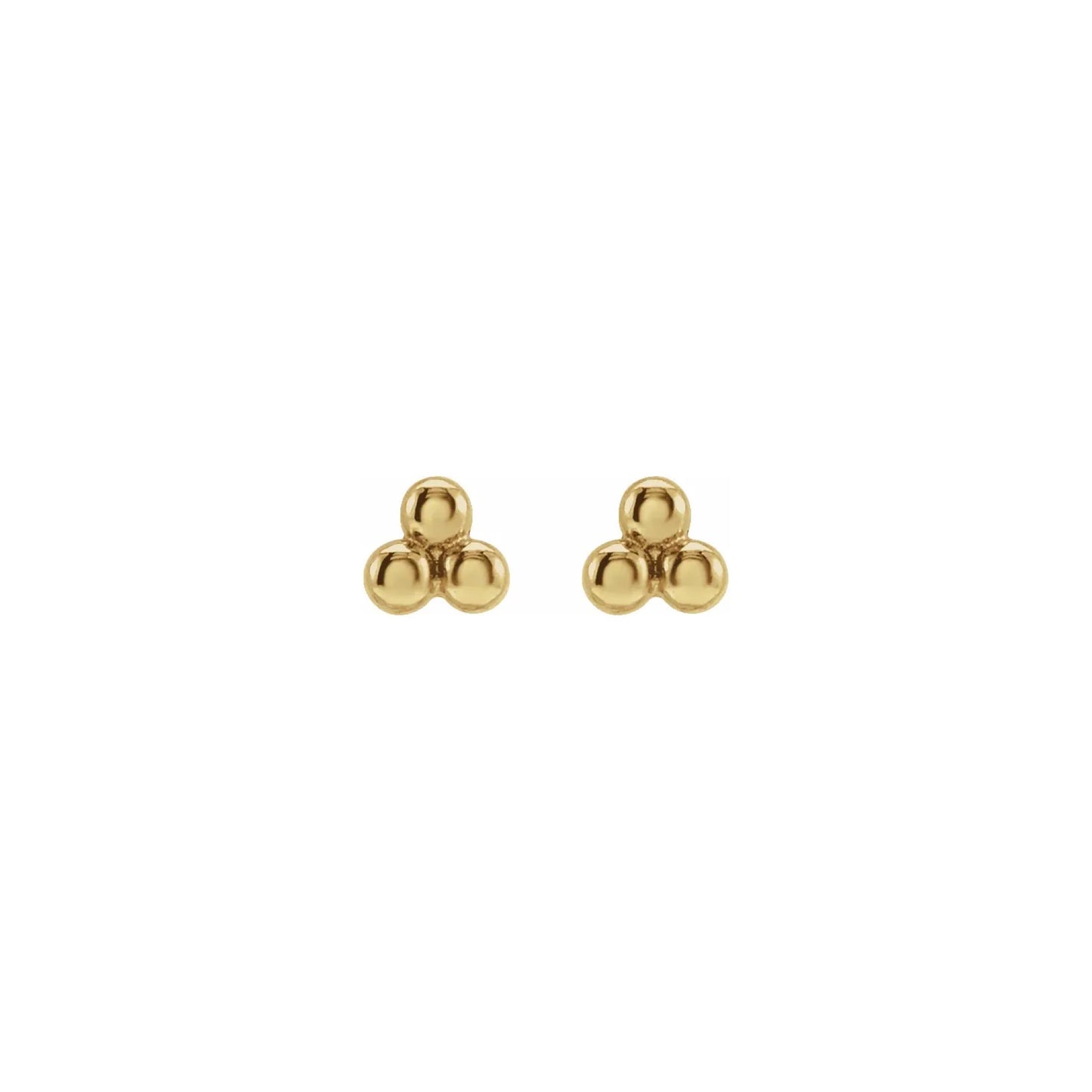triple gold dot stud earrings