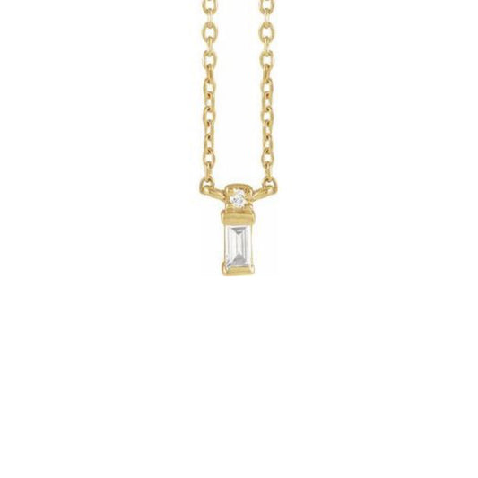 tiny baguette diamond necklace