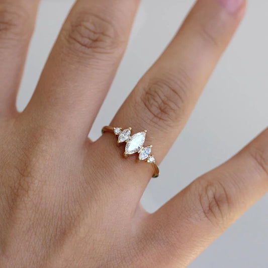 marquise diamond engagement art deco ring - large - made to order