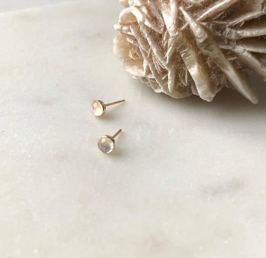 rainbow moonstone stud earrings