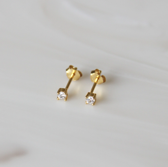 petite stud earrings - cz