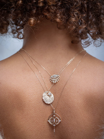 sun eye diamond protection necklace