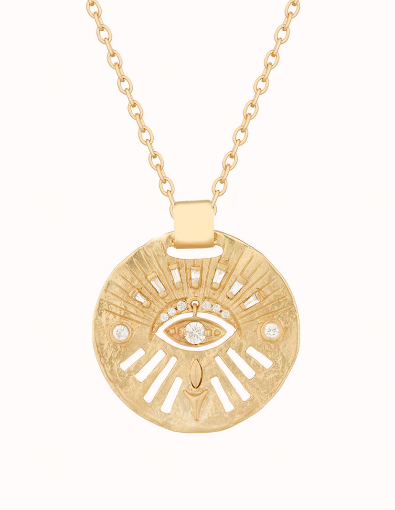 diamond dangling eye necklace