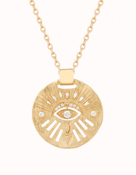 diamond dangling eye necklace