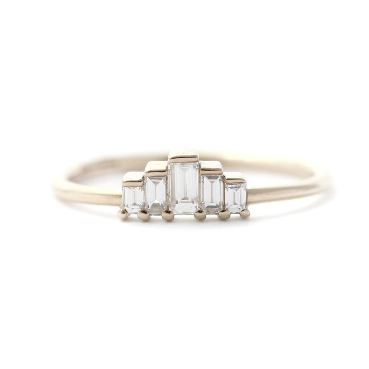 five baguette diamond ring - 0.25 carat