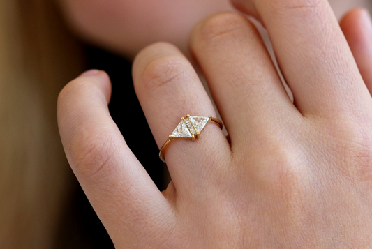 vintage diamond triangle ring