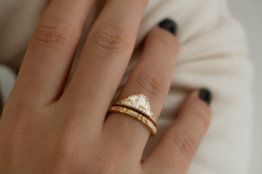 asymmetric needle diamond ring