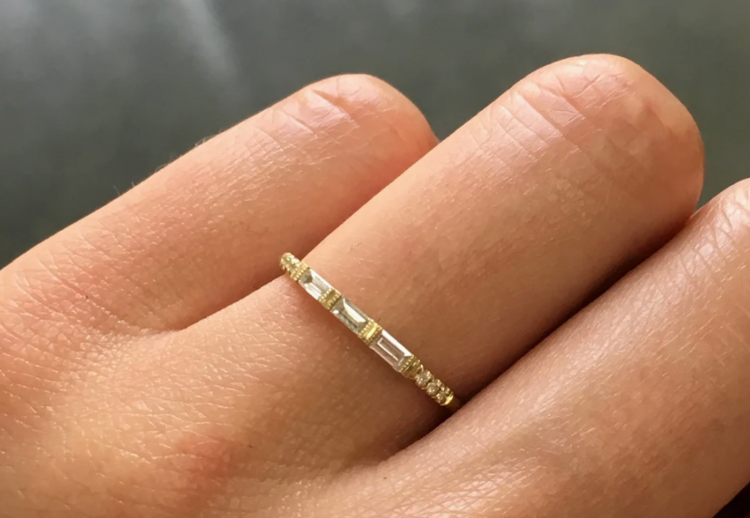 equilibrium diamond baguette ring